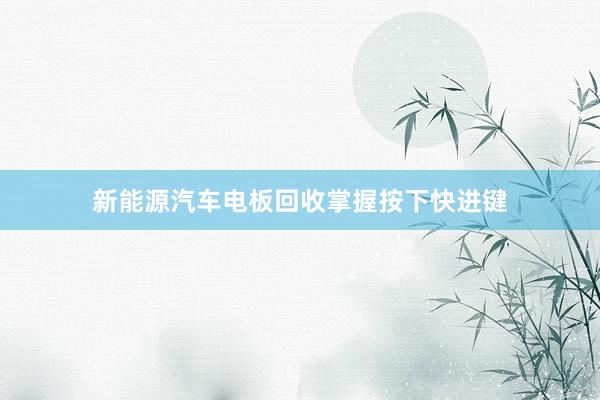 新能源汽车电板回收掌握按下快进键